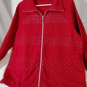 Elegant Red Studded Utility Jacket